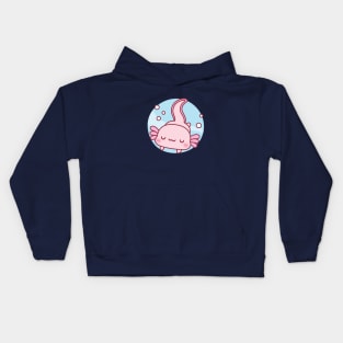 Cute Axolotl Relaxing In The Water Kids Hoodie